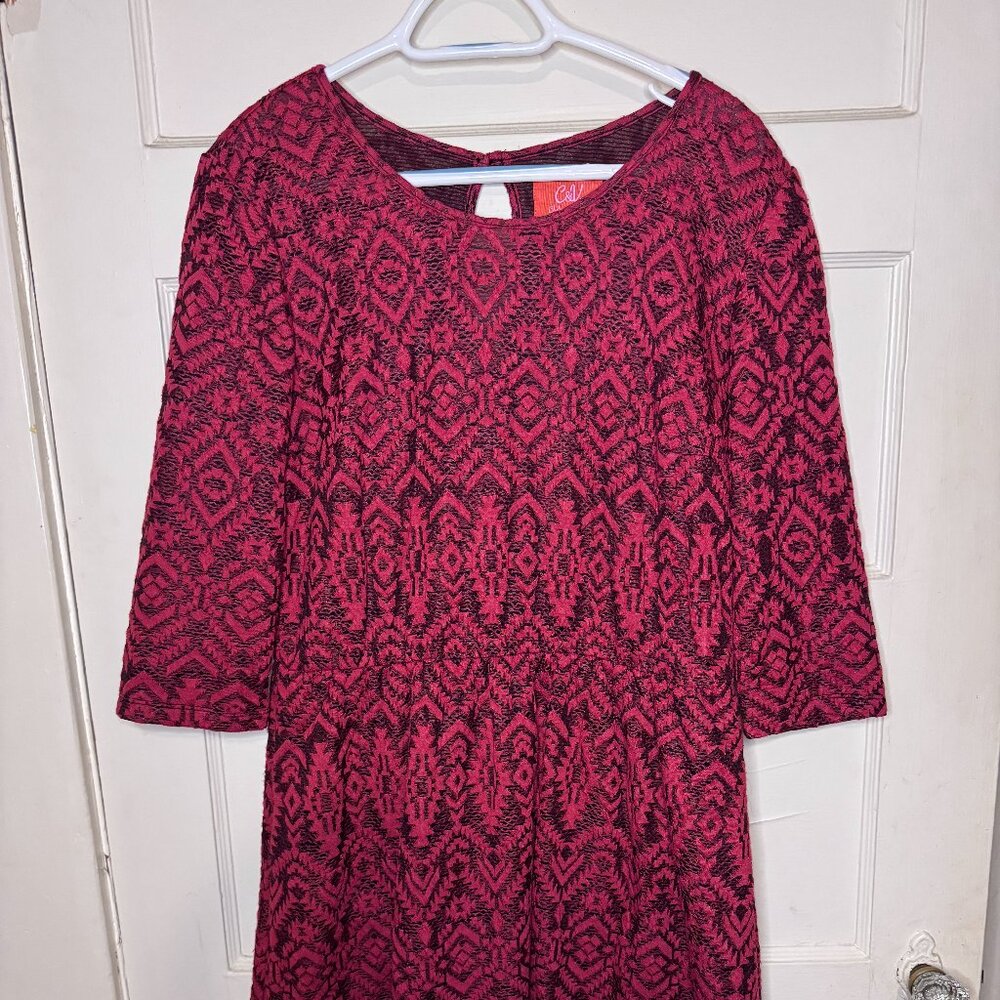Chelsea & Violet Burgundy Patterned Dress